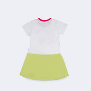Camisola Kids Cara de Criança Brilha no Escuro Fadina Branca Pink e Verde - 4 a 8 Anos - parte traseira da camisola