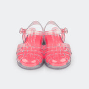 Sandália de Led Infantil Pampili Full Plastic Transparente com Glitter e Pink Fluor - foto frontal 
