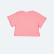 Cropped Infantil Kukiê Emoji Coração Strass Pink Neon - costas do cropped para menina