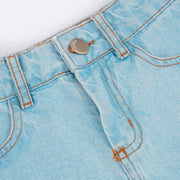 Short Jeans Feminino Vallen Clássico Azul Claro  - short com botão personalizado