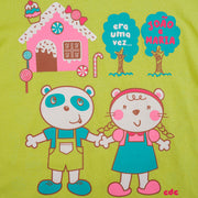 Pijama Pré-Adolescente Cara de Criança João e Maria Brilha no Escuro Verde e Branco - 10 Anos - frente da camiseta com estampa