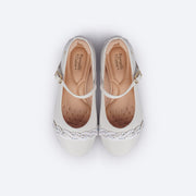Sapato Infantil Feminino Pampili Angel Tira Glitter e Strass Branco - palmilha confortável