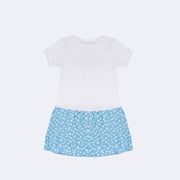 Camisola Pré-Adolescente Cara de Criança Brilha no Escuro Flores Branca e Azul - 10 a 14 Anos - costas da camisola