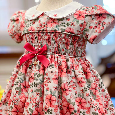 Vestido de Bebê Roana Gola Bordada Flores Marsala - 2 a 3 Anos - frente do vestido