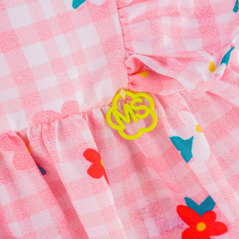 Vestido de Bebê Mon Sucré com Calcinha e Babados Flores Colorido - detalhe da marca