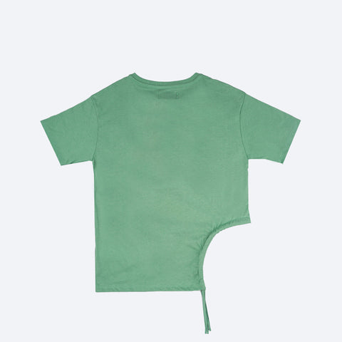 Camiseta Infantil Vallen Amarração Lateral Verde Menta - costas da blusa infantil feminina