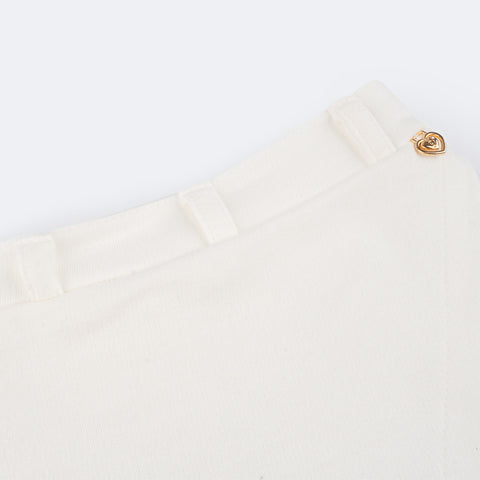 Short Saia Infantil Pampili com Cinto Bolsa Off White - detalhe em metal 