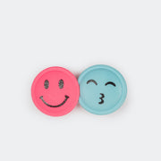 Acessório para Cabelo Bico de Pato Emojis Azul e Pink.