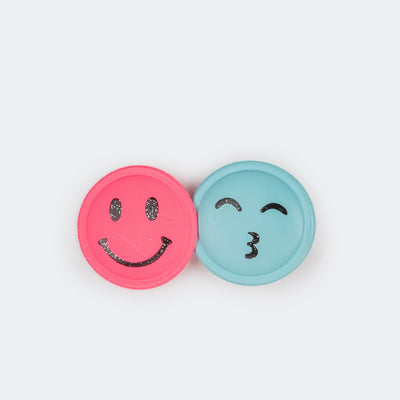 Acessório para Cabelo Bico de Pato Emojis Azul e Pink.