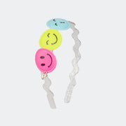 Tiara Infantil em Acrílico Emojis e Glitter Colorido.