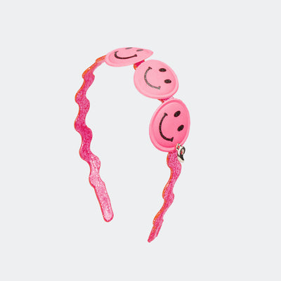 Tiara Infantil em Acrílico Emojis e Glitter Pink.