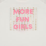 Camiseta Infantil Feminina Pampili More Fun Girls Strass e Corações Off White - foto da estampa com corações 