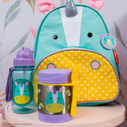 Mochila Infantil Skip Hop Zoo Unicórnio Amarela e Lilás - conjunto mochila, garrafa e pote térmico