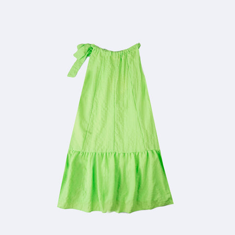 Vestido Pré-Adolescente Bambollina Franzido Verde - 8 a 12 Anos - costas do vestido