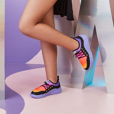Tênis Feminino Tweenie #Chunky Dalla Ultra Leve Degradê Preto e Colorido - tênis colorido no pé da menina
