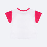 Camiseta Infantil Pampili Good Vibes Pink e Branca - costas da camiseta menina