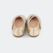 Sapato Infantil Primeiros Passos Mini Angel Tira em Strass Dourado.