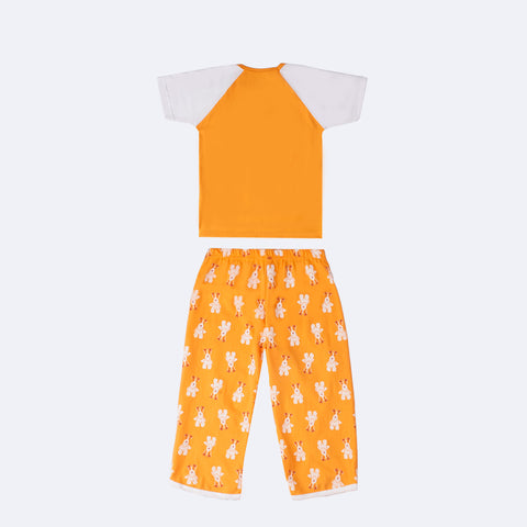 Pijama Infantil Cara de Criança Capri Fox Terrier Amarelo e Branco - 4 a 8 Anos - costas do pijama infantil