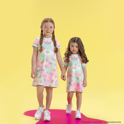 Vestido Kids Petit Cherrie Casual Today Princess Pop It e Strass Multicolorido - 4 a 6 Anos - meninas com vestido casual