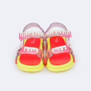 Sandália Papete Infantil Sun Glee Doce Glitter Colorido Neon - frente da sandália com glitter