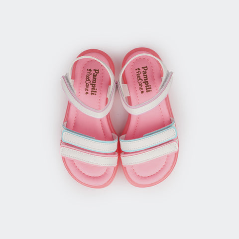 Sandália de Led Infantil Pampili Lulli Calce Fácil Branca e Colorida - foto superior da palmilha feet care