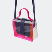 Bolsa Feminina Tweenie com Transparência Azul Marinho e Pink.