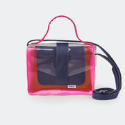 Bolsa Feminina Tweenie com Transparência Azul Marinho e Pink.