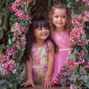 Vestido de Festa Bambollina Tule e Cinto Glitter com Laço Rosa - 2 a 6 Anos - menina com o vestido