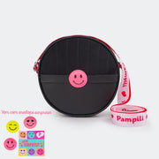 Bolsa Tiracolo Infantil Pam Surprise Emoji Preta- Ganhe Patch Surpresa.