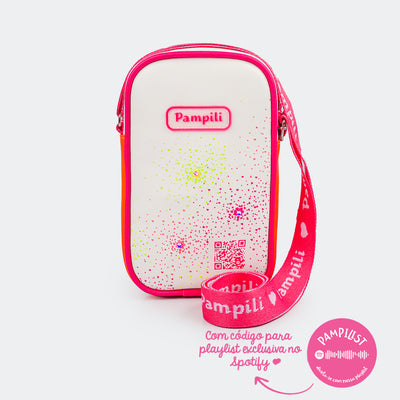 Bolsa Infantil com Led Feminina Pampilist Branca e Pink Fluor.