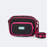 Bolsa Tiracolo Infantil Glitter Preta e Pink - frente da bolsa 