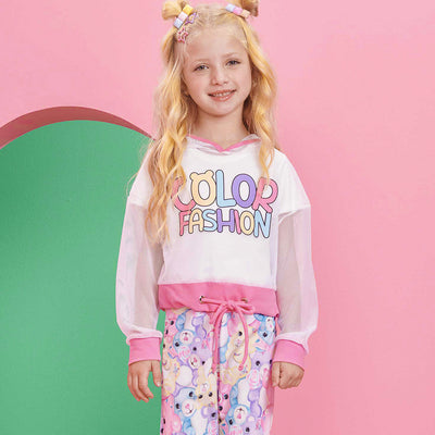 Conjunto Infantil Kukiê Color Fashion Tela Branco e Rosa - conjunto infantil sobreposição