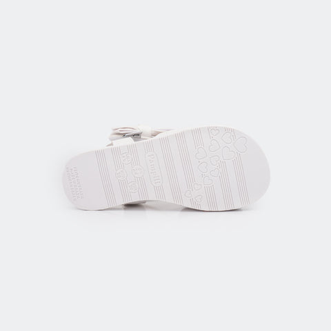 Sandália Papete Infantil Primeiros Passos Mini Fly Tiras em Velcro Laço Branca.