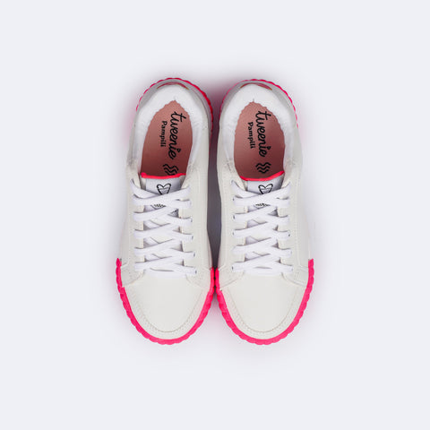 Tênis Feminino Tweenie Liriah Donuts Branco e Pink - parte superior do tênis branco