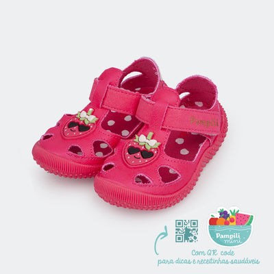 Tênis Infantil Primeiros Passos Confort Baby Morango Pink Maravilha.