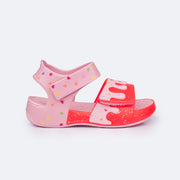 Sandália Papete Infantil Pampili Star Glee Doce Glitter Pink e Rosa - lateral sandália infantil feminina