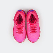 Tênis de Led Cano Médio Infantil Pampili Sneaker Luz Glitter Degradê Pink e Roxo - parte superior mostrando interior confortável 