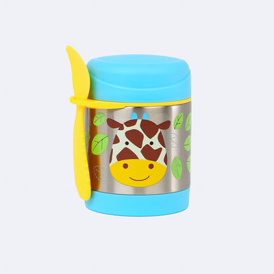 Pote Térmico com Talher Skip Hop Zoo Girafa Amarelo e Azul - pote com talher para bebê
