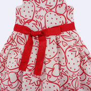 Vestido de Festa Bebê Petit Cherie Sweet Love Morango e Cereja Branco Vermelho - 1 a 3 anos - laço do festido