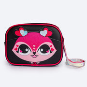 Bolsa Infantil Pampili Pamps com Glitter Preta e Pink - frente da bolsa infantil preta