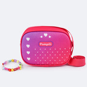 Bolsa Infantil Pampili Pam Surprise Strap Fone Estampa e Glitter Pink Maravilha - Vem com mimo especial - frente da bolsa com estampa e mimo
