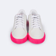 Tênis Feminino Tweenie Liriah Donuts Branco e Pink - frente do tênis feminino de cadarço