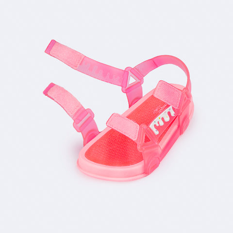 Sandália Papete Infantil Pampili Sun Glee Doce Glitter Rosa e Branca - abertura superior para calce