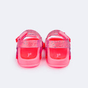 Sandália Papete Infantil Pampili Sun Glee Glitter Rosa - traseira da sandália infantil rosa
