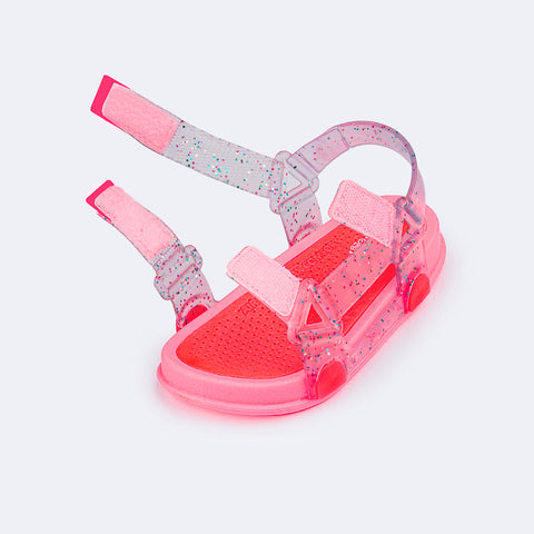 Sandália Papete Infantil Pampili Sun Glee Glitter Rosa - sandália fácil de calçar
