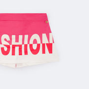 Short Saia Infantil Pampili Estampa Fashion Pink - lateral da saia short 