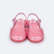Sandália de Led Infantil Pampili Glee Valen Transparente e Glitter Rosa Lilás - sandália com glitter