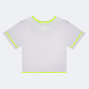 Camiseta Infantil Pampili Carinha Feliz Branco e Amarelo Neon - costas camiseta branca