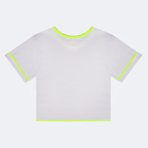 Camiseta Infantil Pampili Carinha Feliz Branco e Amarelo Neon - costas camiseta branca