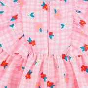 Vestido de Bebê Mon Sucré com Calcinha e Babados Flores Colorido - detalhe costas